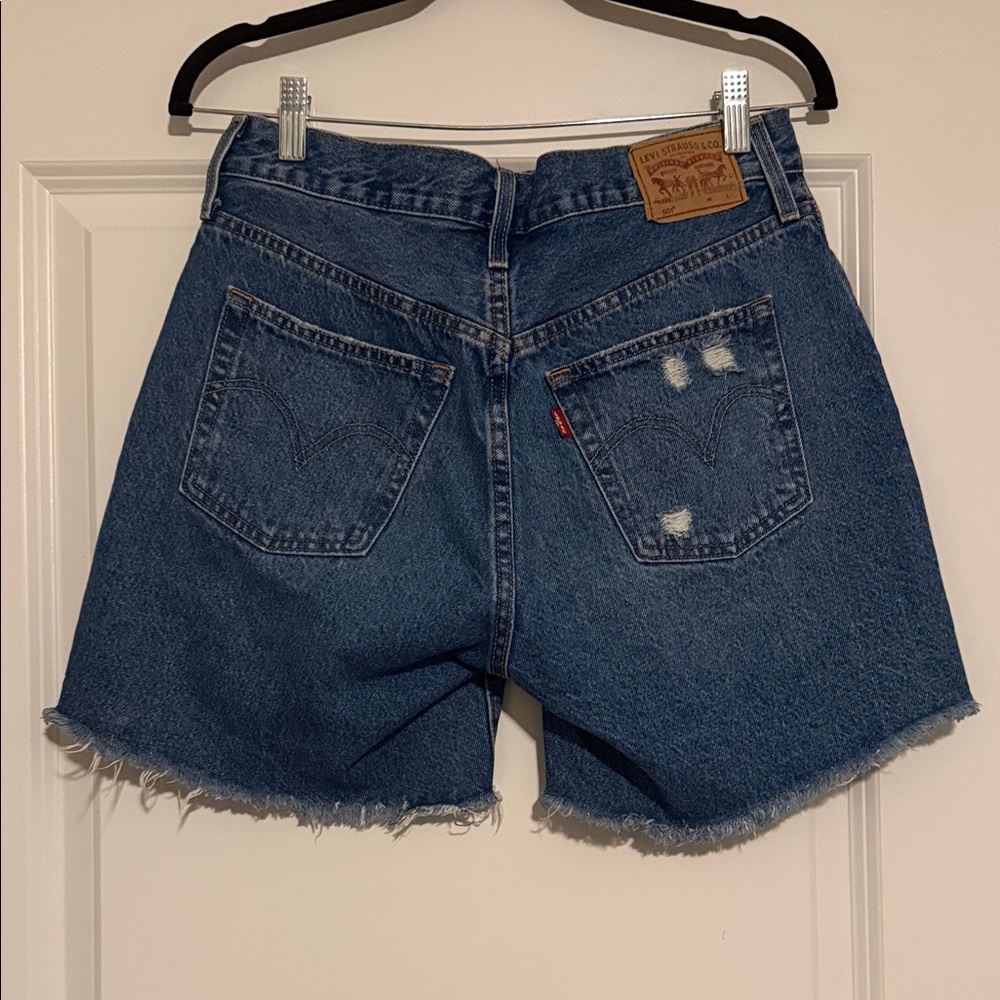 Levi's Blue Distressed Jean Shorts - Picture 2 of 2